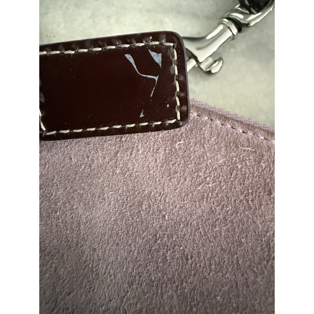 Coach Suede Wristlet Pouch Pink Lilac Mini Bag Leather Strap Y2K Vintage - Picture 10 of 10